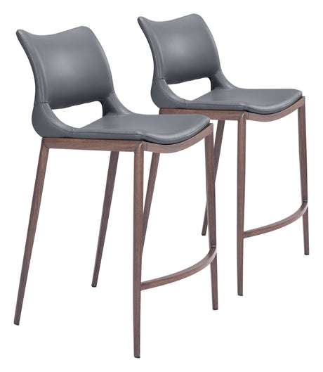 Ace Dark Gray & Walnut Counter Stool (Set of 2) by Zuomod at Eve Furniture