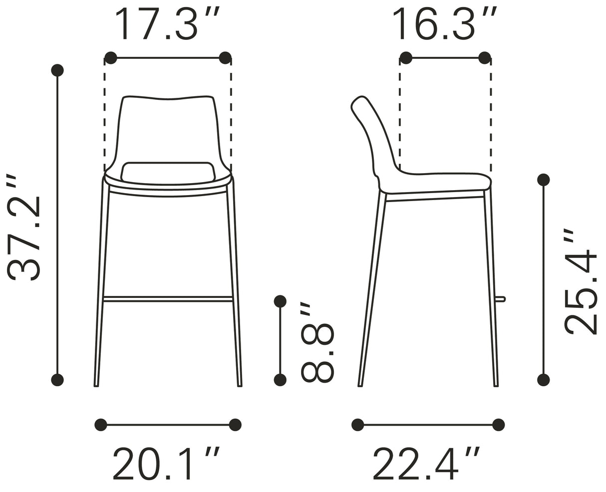Ace Dark Gray & Walnut Counter Stool (Set of 2) by Zuomod at Eve Furniture