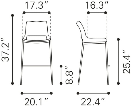 Ace Dark Gray & Walnut Counter Stool (Set of 2) by Zuomod at Eve Furniture