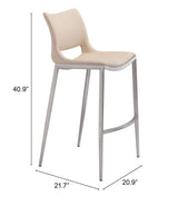 Ace Light Pink & Silver Barstool (Set of 2) by Zuomod at Eve Furniture
