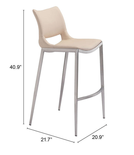 Ace Light Pink & Silver Barstool (Set of 2) by Zuomod at Eve Furniture