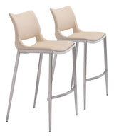 Ace Light Pink & Silver Barstool (Set of 2) by Zuomod at Eve Furniture