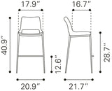 Ace Light Pink & Silver Barstool (Set of 2) by Zuomod at Eve Furniture
