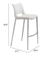 Ace White & Silver Barstool (Set of 2) by Zuomod at Eve Furniture