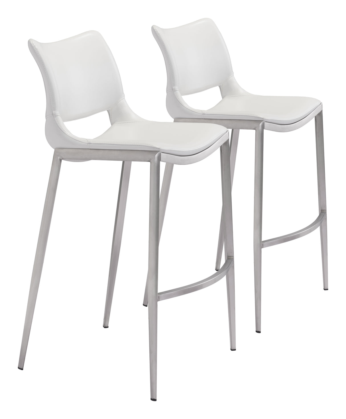 Ace White & Silver Barstool (Set of 2) by Zuomod at Eve Furniture