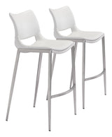 Ace White & Silver Barstool (Set of 2) by Zuomod at Eve Furniture