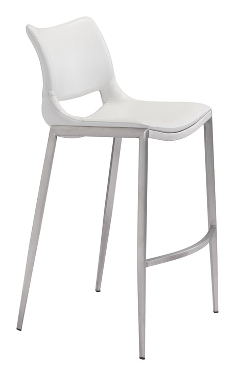Ace White & Silver Barstool (Set of 2) by Zuomod at Eve Furniture