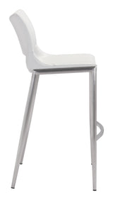 Ace White & Silver Barstool (Set of 2) by Zuomod at Eve Furniture
