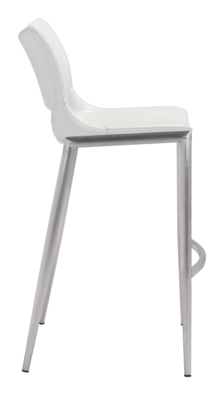 Ace White & Silver Barstool (Set of 2) by Zuomod at Eve Furniture