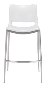Ace White & Silver Barstool (Set of 2) by Zuomod at Eve Furniture