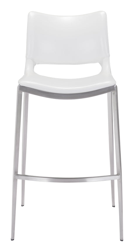 Ace White & Silver Barstool (Set of 2) by Zuomod at Eve Furniture