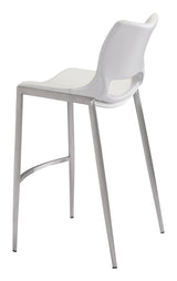 Ace White & Silver Barstool (Set of 2) by Zuomod at Eve Furniture