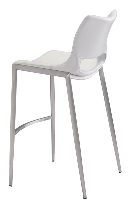 Ace White & Silver Barstool (Set of 2) by Zuomod at Eve Furniture