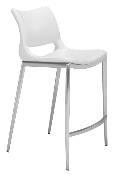 Ace White & Silver Counter Stool (Set of 2) by Zuomod at Eve Furniture