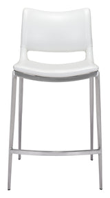 Ace White & Silver Counter Stool (Set of 2) by Zuomod at Eve Furniture