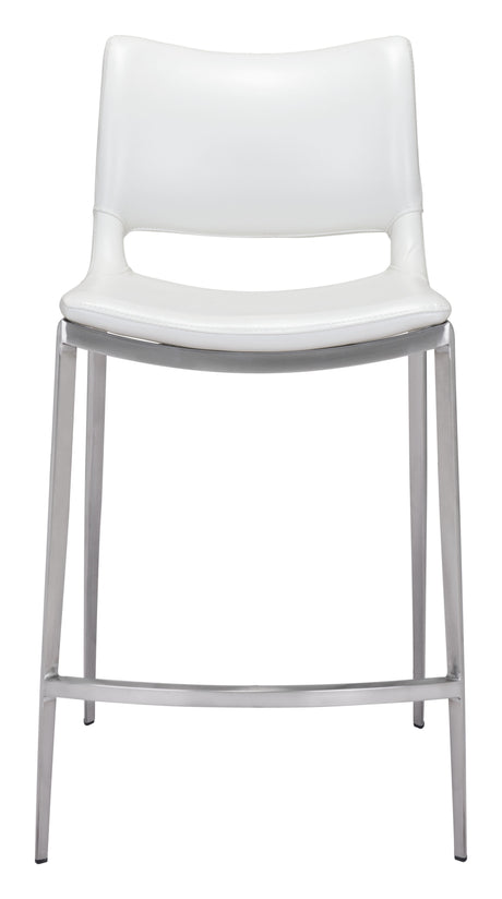 Ace White & Silver Counter Stool (Set of 2) by Zuomod at Eve Furniture
