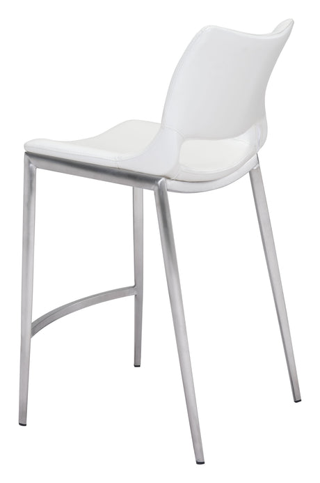 Ace White & Silver Counter Stool (Set of 2) by Zuomod at Eve Furniture