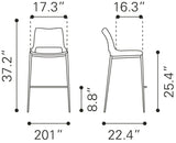 Ace White & Silver Counter Stool (Set of 2) by Zuomod at Eve Furniture
