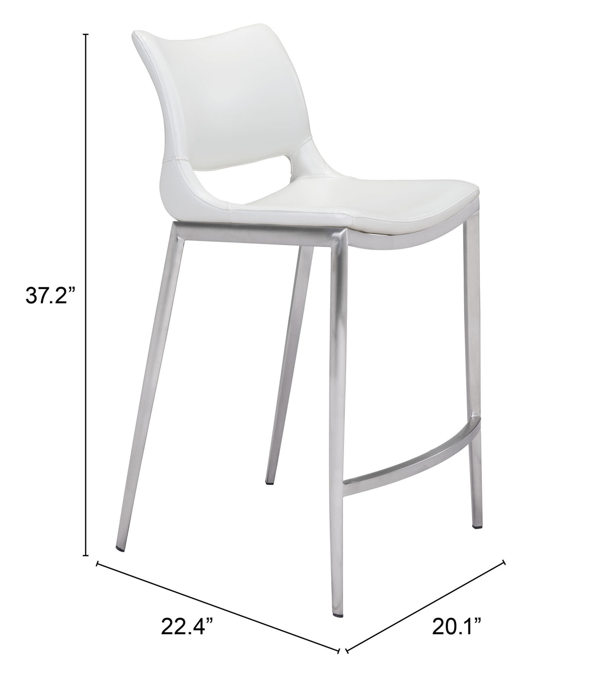 Ace White & Silver Counter Stool (Set of 2) by Zuomod at Eve Furniture