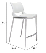 Ace White & Silver Counter Stool (Set of 2) by Zuomod at Eve Furniture