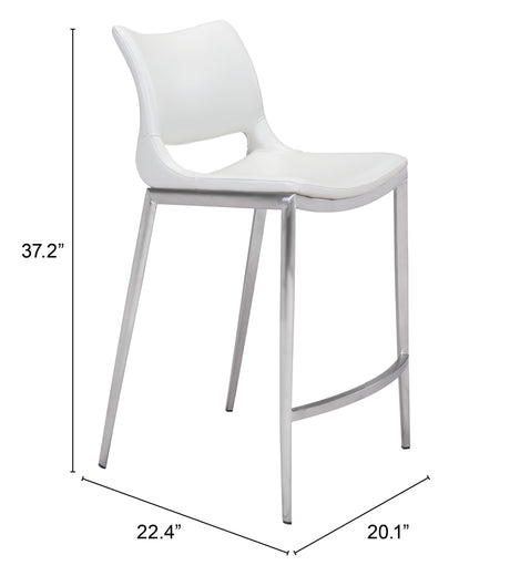 Ace White & Silver Counter Stool (Set of 2) by Zuomod at Eve Furniture