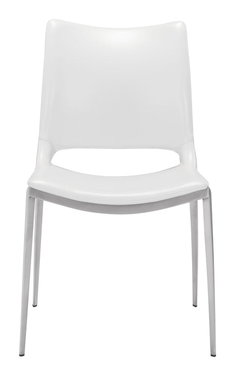 Ace White & Silver Dining Chair (Set of 2) by Zuomod at Eve Furniture