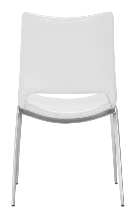 Ace White & Silver Dining Chair (Set of 2) by Zuomod at Eve Furniture