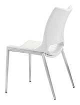 Ace White & Silver Dining Chair (Set of 2) by Zuomod at Eve Furniture