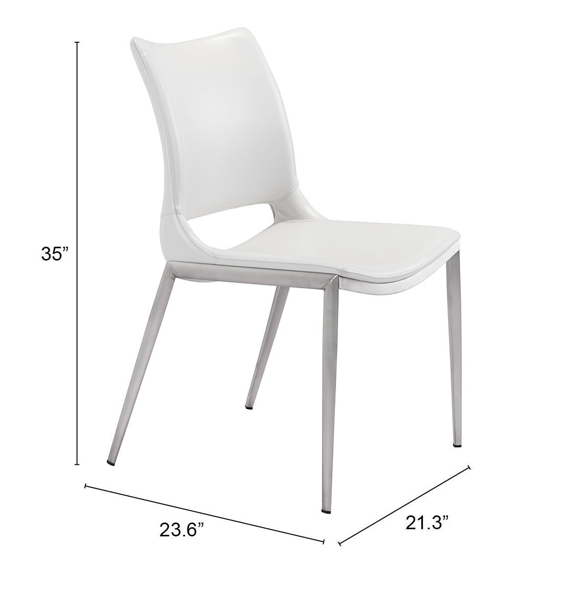 Ace White & Silver Dining Chair (Set of 2) by Zuomod at Eve Furniture