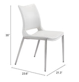 Ace White & Silver Dining Chair (Set of 2) by Zuomod at Eve Furniture
