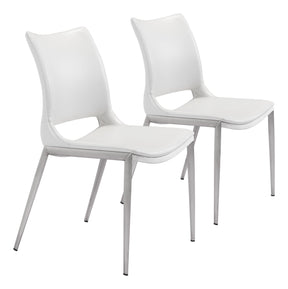 Ace White & Silver Dining Chair (Set of 2) by Zuomod at Eve Furniture