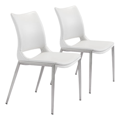 Ace White & Silver Dining Chair (Set of 2) by Zuomod at Eve Furniture