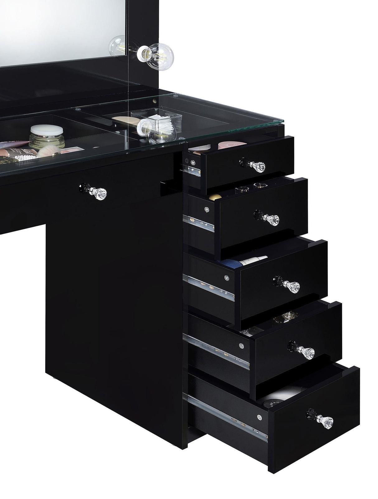 Acena Black High Gloss 7-drawer Vanity Set with Lighting by Coaster at Eve Furniture