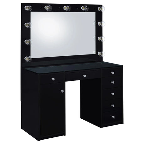 Acena Black High Gloss 7-drawer Vanity Set with Lighting by Coaster at Eve Furniture
