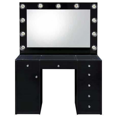 Acena Black High Gloss 7-drawer Vanity Set with Lighting by Coaster at Eve Furniture