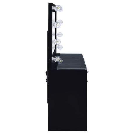 Acena Black High Gloss 7-drawer Vanity Set with Lighting by Coaster at Eve Furniture