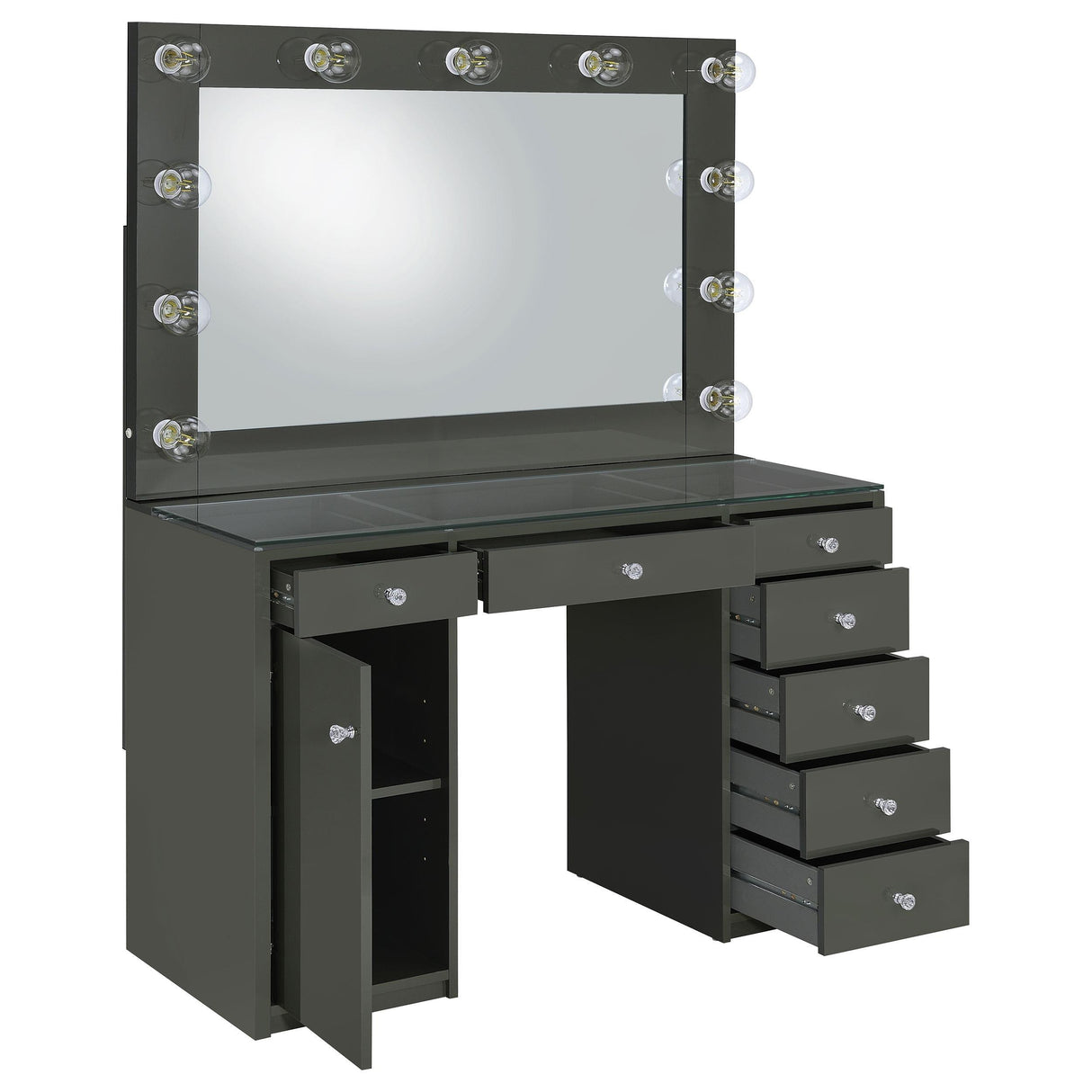 Acena Grey High Gloss 7-drawer Vanity Set with Lighting by Coaster at Eve Furniture