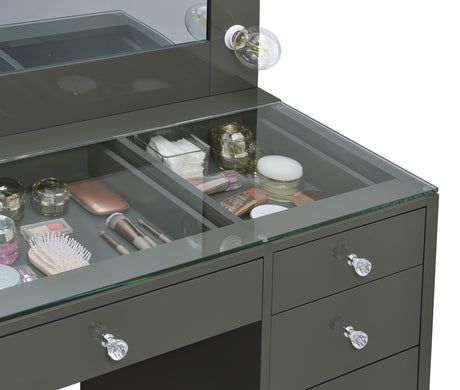 Acena Grey High Gloss 7-drawer Vanity Set with Lighting by Coaster at Eve Furniture