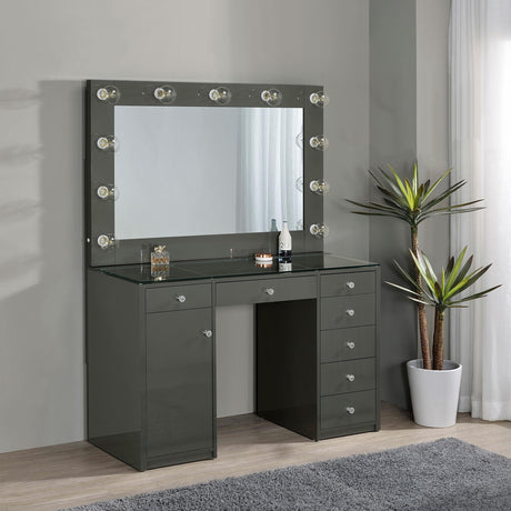 Acena Grey High Gloss 7-drawer Vanity Set with Lighting by Coaster at Eve Furniture