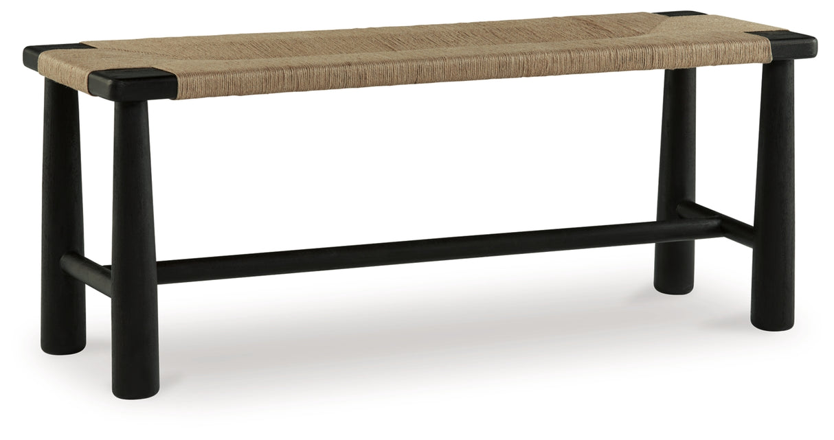 Acerman Black/Natural Accent Bench by Ashley at Eve Furniture