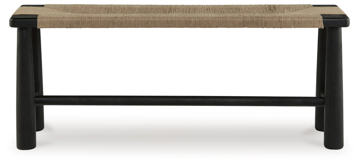 Acerman Black/Natural Accent Bench by Ashley at Eve Furniture