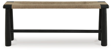 Acerman Black/Natural Accent Bench by Ashley at Eve Furniture
