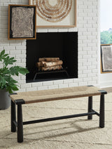 Acerman Black/Natural Accent Bench by Ashley at Eve Furniture