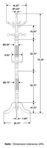 Achelle Tobacco Coat Rack with 11 Hooks