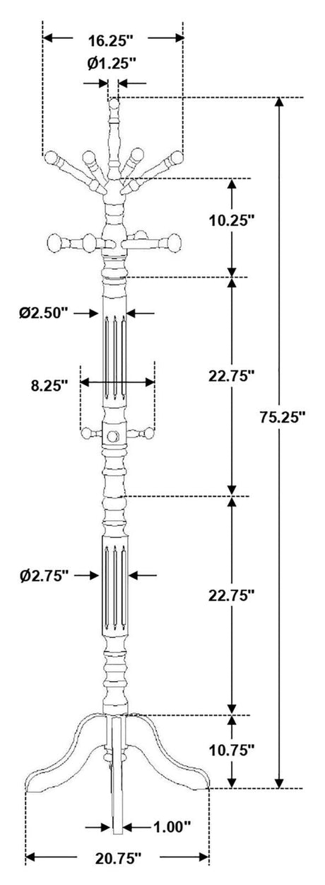 Achelle Golden Brown Coat Rack with 11 Hooks by Coaster at Eve Furniture