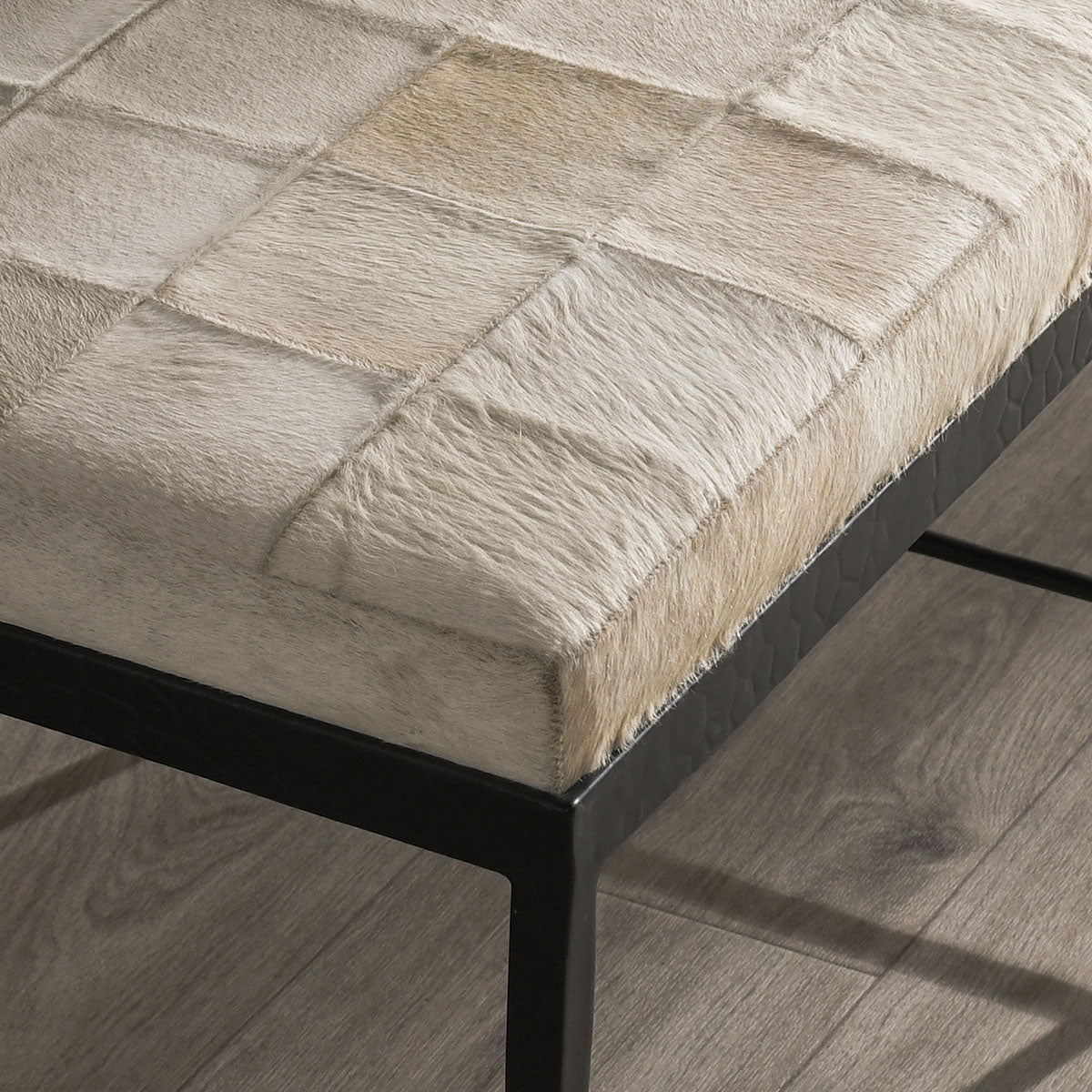 Achen Ivory Hide 28" Bench by Classic Home at Eve Furniture