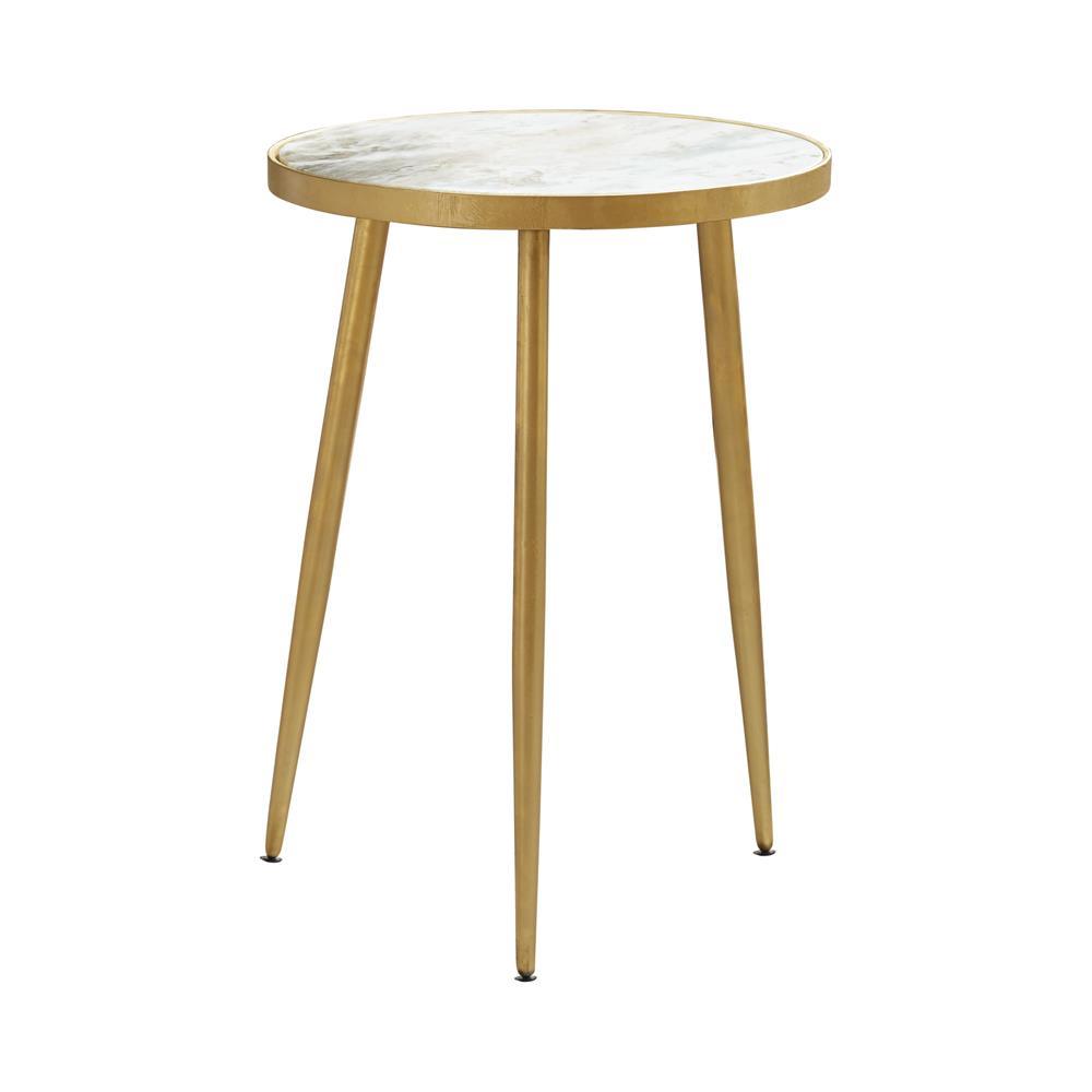 Acheson White/Gold Round Accent Table by Coaster at Eve Furniture