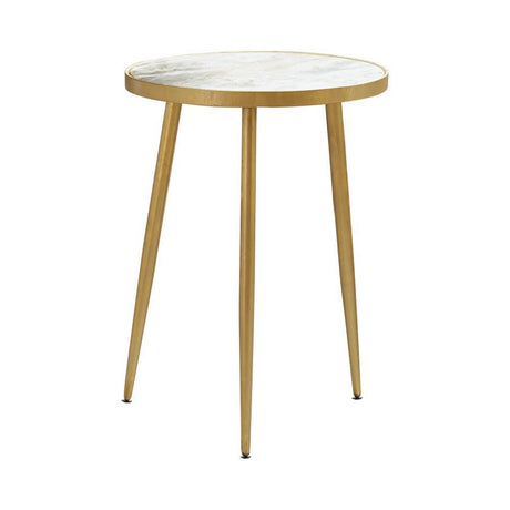 Acheson White/Gold Round Accent Table by Coaster at Eve Furniture
