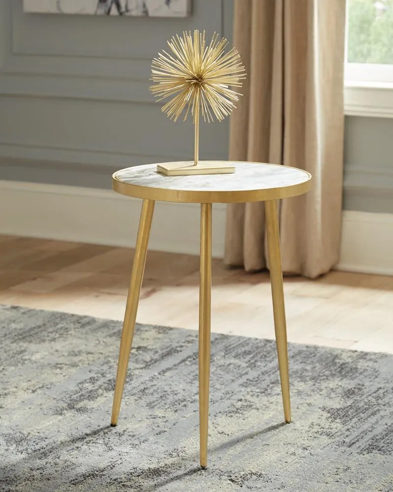 Acheson White/Gold Round Accent Table by Coaster at Eve Furniture