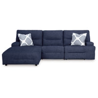 Acklen Place Navy 3-Piece Dual Power Reclining Modular Sectional with LAF Chaise by Ashley at Eve Furniture